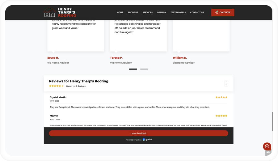 Reseñas de clientes para Henrys Tharp Roofing.